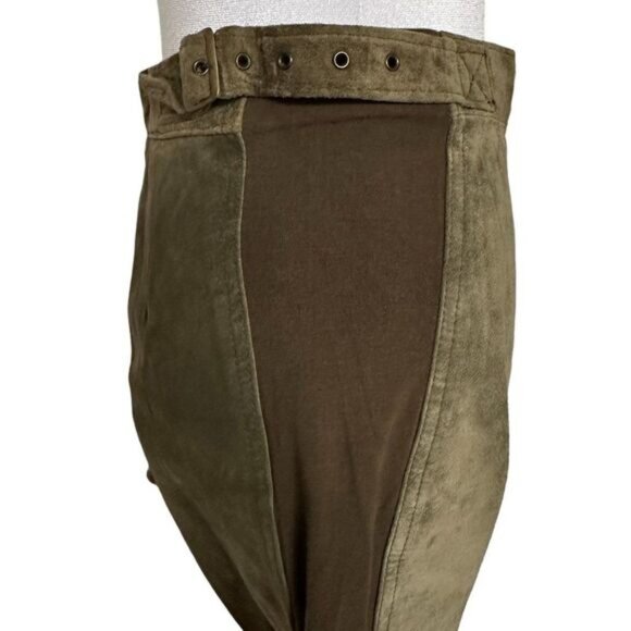 Genuine Suede Leggings Pants Olive Green Size M 28 Inch Waist - Picture 6 of 8